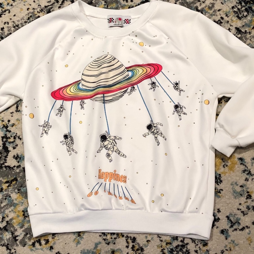 Saturn Astronaut Happiness Go Round Sweatshirt